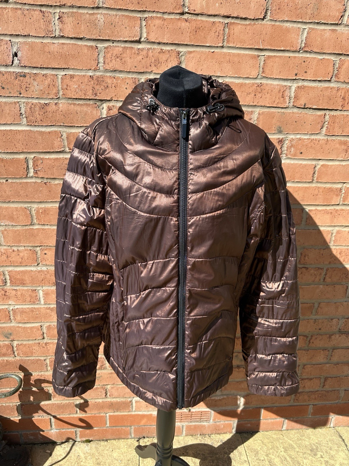 Ladies ANDREW MARC Lightweight Packable BRONZE Down Jacket UK Size XL