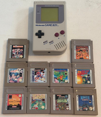 Nintendo Game Boy Gameboy Classic Konsole DMG-01 neues Gehäuse + 10 Spiele (A)