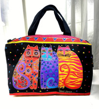Laurel Burch Tri-Cat Colorful Canvas Double Handled Tote