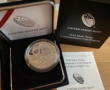 USA: Silver Dollar 2016, Mark Twain, Proof, PP, Silber