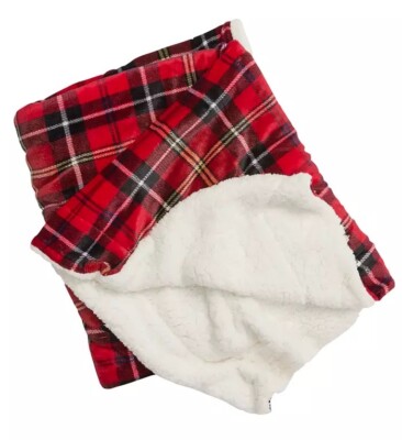 Northeast Outfitters Cozy Soft Sherpa Cabin Plaid Blanket Winter
