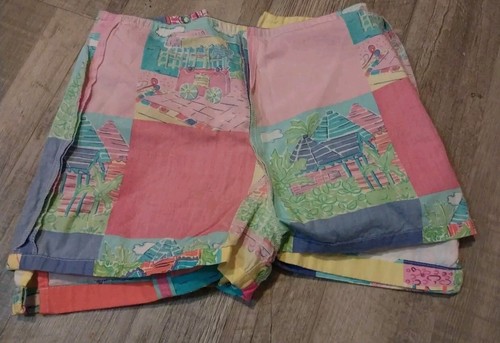 Rare VTG Lilly Pulitzer Girls 7 Patchwork Beach Tropical Scene Skort White Label - Picture 16 of 20