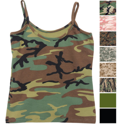 #ad #ad Womens Camo Cami Military Tank Top Slim Fit Lounge Tee Stretch Camisole Army $11.99