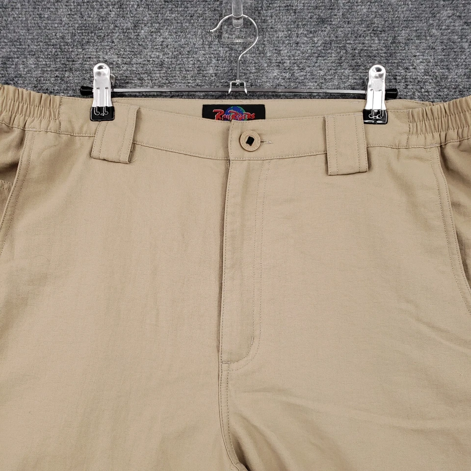 Pantalones Cortos Carga Rail Riders Para Hombres XL Beige Chino Frente Plano Cremallera Mosca Senderismo Jammin Foto 3 de 4