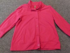 White Stag Womens sweater Large pink stretch button jacket