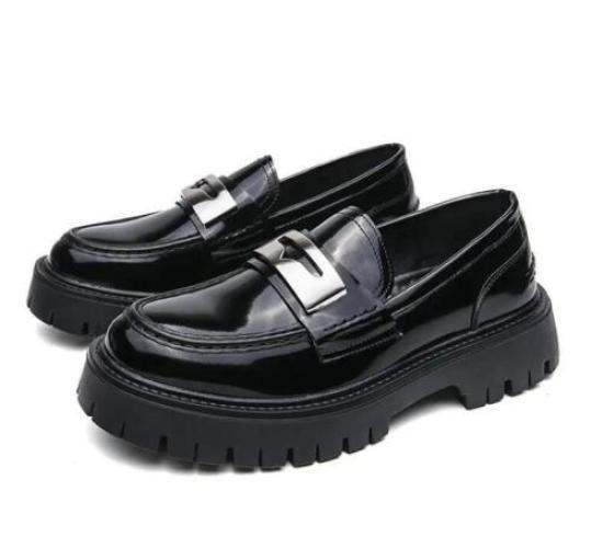 Men Punk Creepers Loafers Shoes Slip On Platform Shoes Metal