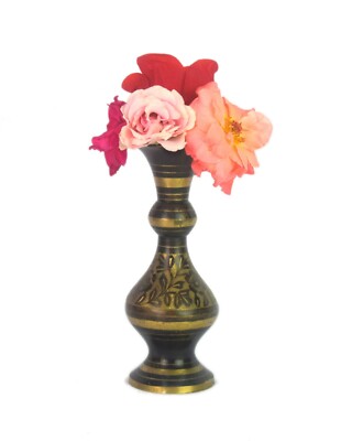 Alt Vintage Messing Blumen Topf/Vase Kleine Größe Handcrafted Heim Dekoration