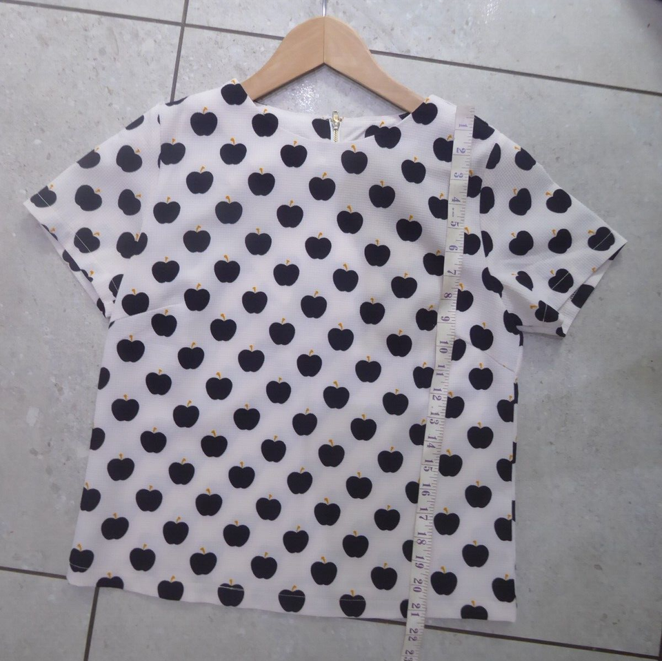 POPPY LUX white black yellow ROSELLA APPLE PRINT top Size 8 eBay