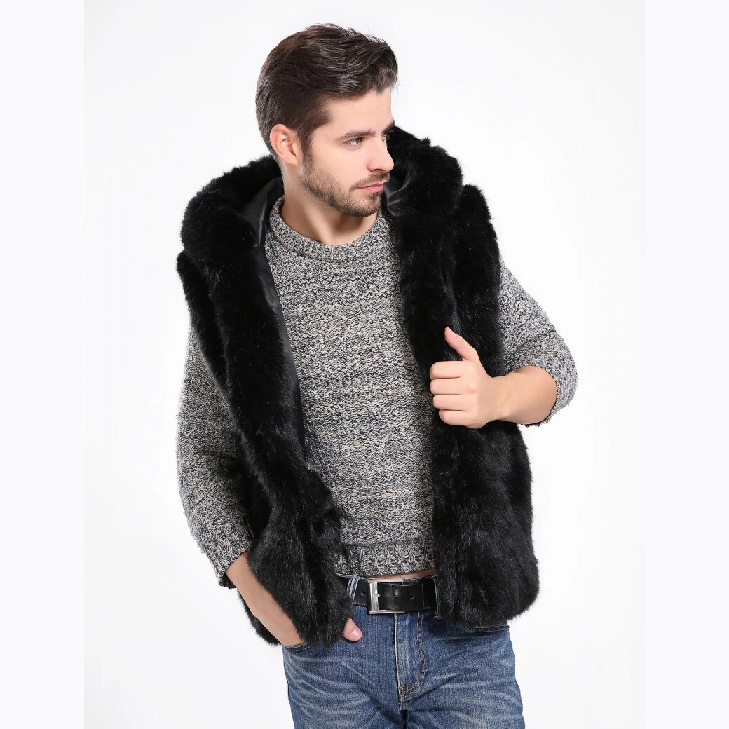 Men faux fur vest clearance