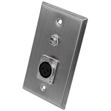 Stainless Steel Wall Plate w One 1/4" TS Mono Jack and One XLR Female Connector