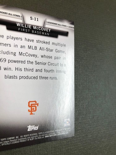 2018 Topps Update Salute Einsatz #S-11 Willie McCovey Giants Neuwertig schön! - Bild 4 von 6