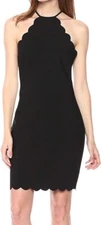 Likely Everly Scalloped Halter Dress Womens Size 6 Black Stretch Sheath Bodycon