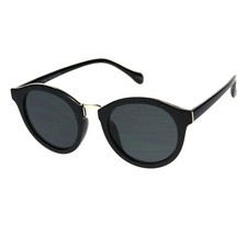 Womens Stylish Sunglasses Round Keyhole Metal Bridge Top Accent UV 400