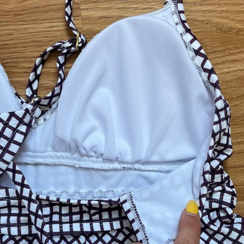 KONA SOL Tankini Swim Top Size XS White Purple Check print Diamond Pattern NWT - Picture 6 of 9