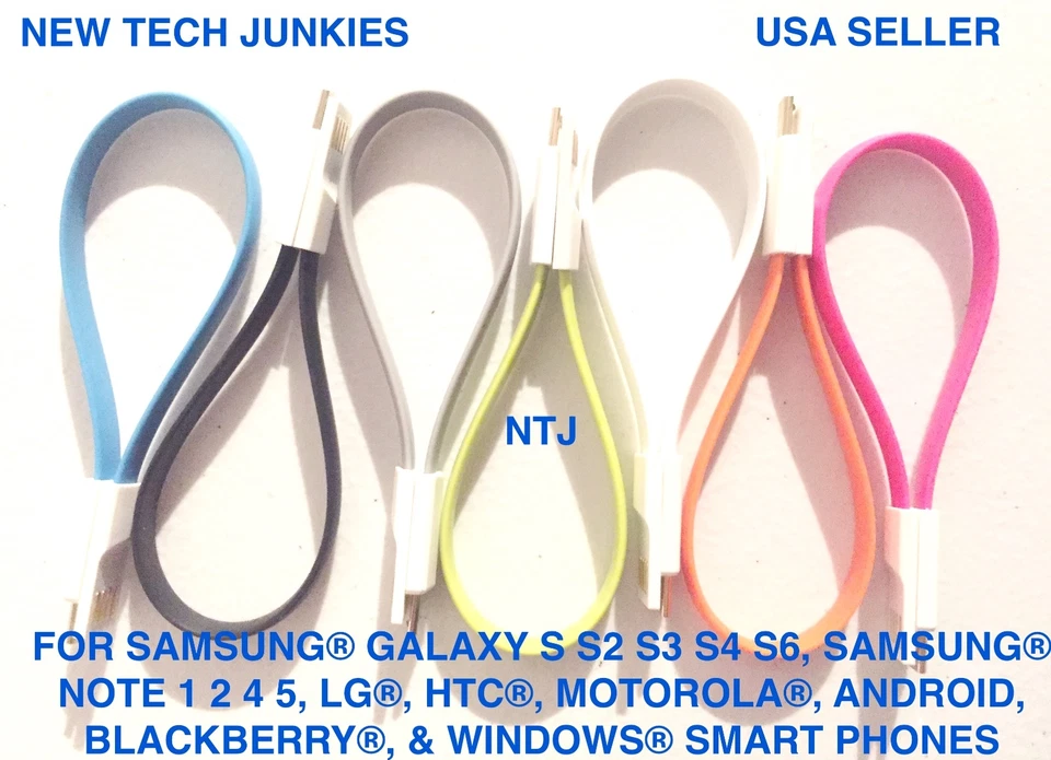 2X MINI MAGNETIC flat MICRO USB data sync Charger Cables for SAMSUNG GALAXY S6+7 - Image 4 of 4