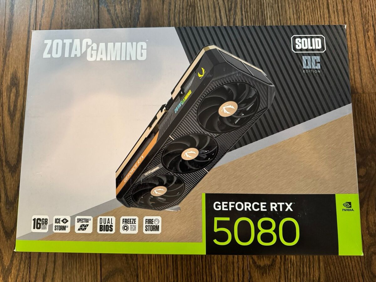 NEW ZOTAC GAMING GeForce RTX 5080 SOLID OC Gaming GPU - In NEW ZOTAC GAMING GeForce RTX 5080 SOLID OC Gaming GPU - In
