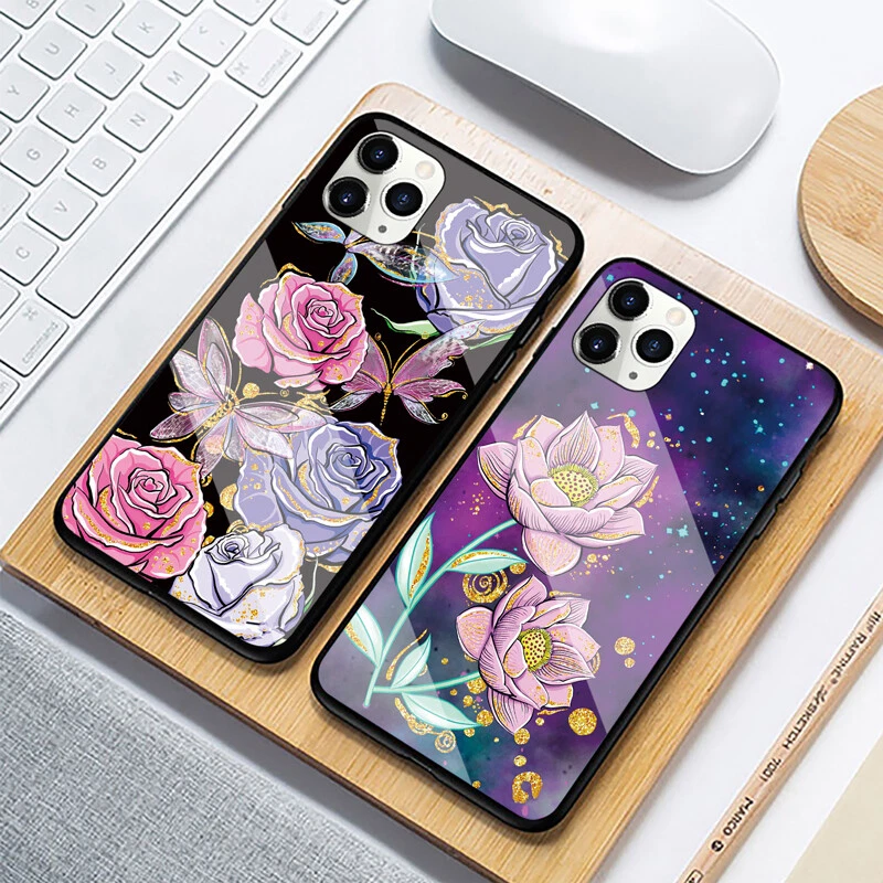 For Huawei Tempered Glass Hot Luxury Flower Phone Case Cover Fashion Women Girls - Image 3 of 4