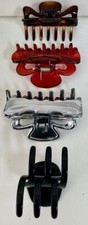 Vintage Hair Clips. Collection of four brown, maroon, silver and black.