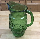 Vintage Pitcher Avocado Green Rainflower Pattern 64-oz Anchor Hocking