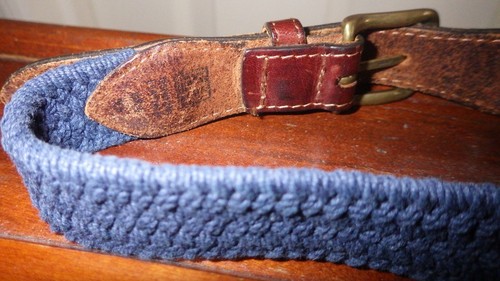 USA Made Vintage Leather & Elastic Cotton Braid Belt Kids XS Adjustable 5 Holes - Picture 2 of 12