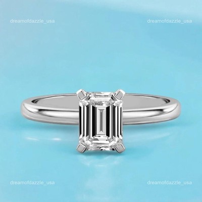 Brilliant Cut Dimaond Statement Wife Solitaire Ring Jewelry 14K Solid White Gold