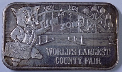 1974 LA County Fair USSC 1 troy oz .999 fine silver art bar