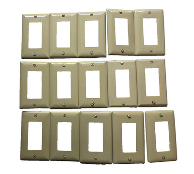 Lot of 15 Decora Wall Plates Ivory Switch Outlet Covers 623A & Mixed Models