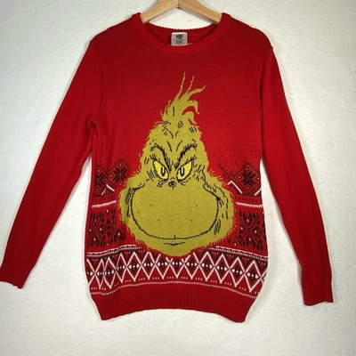 The Grinch Sweater Mens XL Red Fair Isle Christmas Holiday Crewneck Ugly Sweater - Image 1 of 4