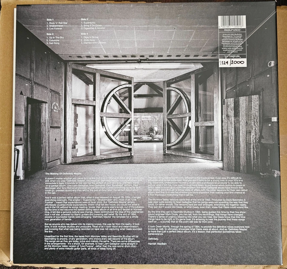 Oasis Definitely Maybe 30th Anniversary Edition Pearl Vinyl 2xLP - Numbered - Image 2 of 2