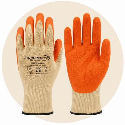 PREMIUM orange Latex beschichtete schützende Arbeitshandschuhe strapazierfähig Bauarbeiter Grip