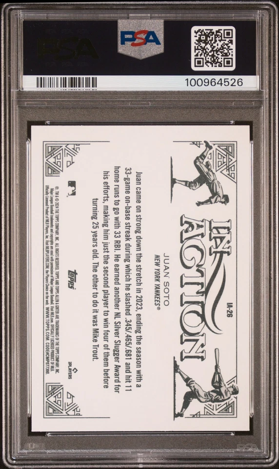 2024 Topps Allen & Ginter In Action Variations Juan Soto #IA26 Yankees PSA 9 - Image 2 of 2