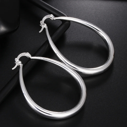 925 Sterling Silver 41MM Smooth Circle Big Hoop Earrings For Women Fashion Party - Picture 10 of 24