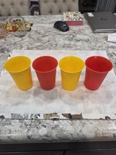 Vintage Tupperware 4 Children's Tumblers Cups - No Lids - 3 3/4" tall - l3 cm
