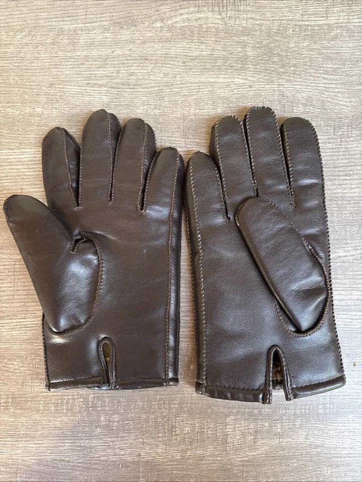 Luvas de condução vintage Sears masculinas marrons forradas tamanho XL costuradas conforto macio - Imagem 2 de 4