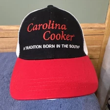Carolina Cooker BBQ Hat Black Red White Meshback SnapBack Baseball Cap Barbecue.