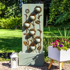 Sunflower Fields Steel Outdoor Water Fountain with LEDs - 48.5" by Sunnydaze