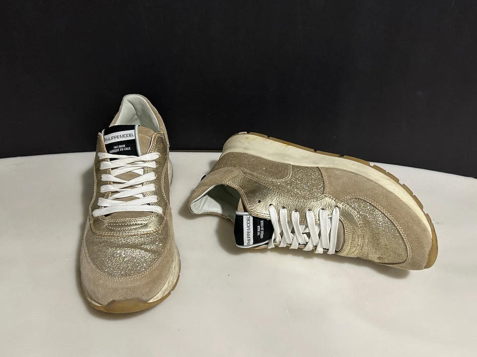 Zapatillas Philippe Modelo Mujer Talla 40 EU 9.5 US Dorado Monte Carlo Hechas en Italia Foto 3 de 4