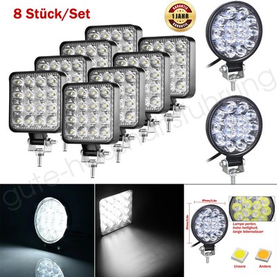 2/4/8X 12V/24V LED Arbeitsscheinwerfer Offroad Scheinwerfer Traktor LKW Bagger