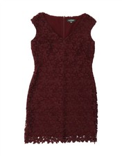 RALPH LAUREN Womens Sleeveless Sheath Dress US 12 Large Burgundy Polyester FJ06