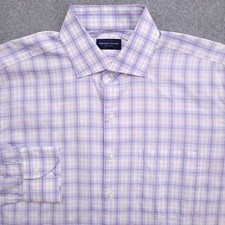 Proper Cloth Dress Shirt Mens 16 36 Regular Fit Purple Plaid Long Sleeve