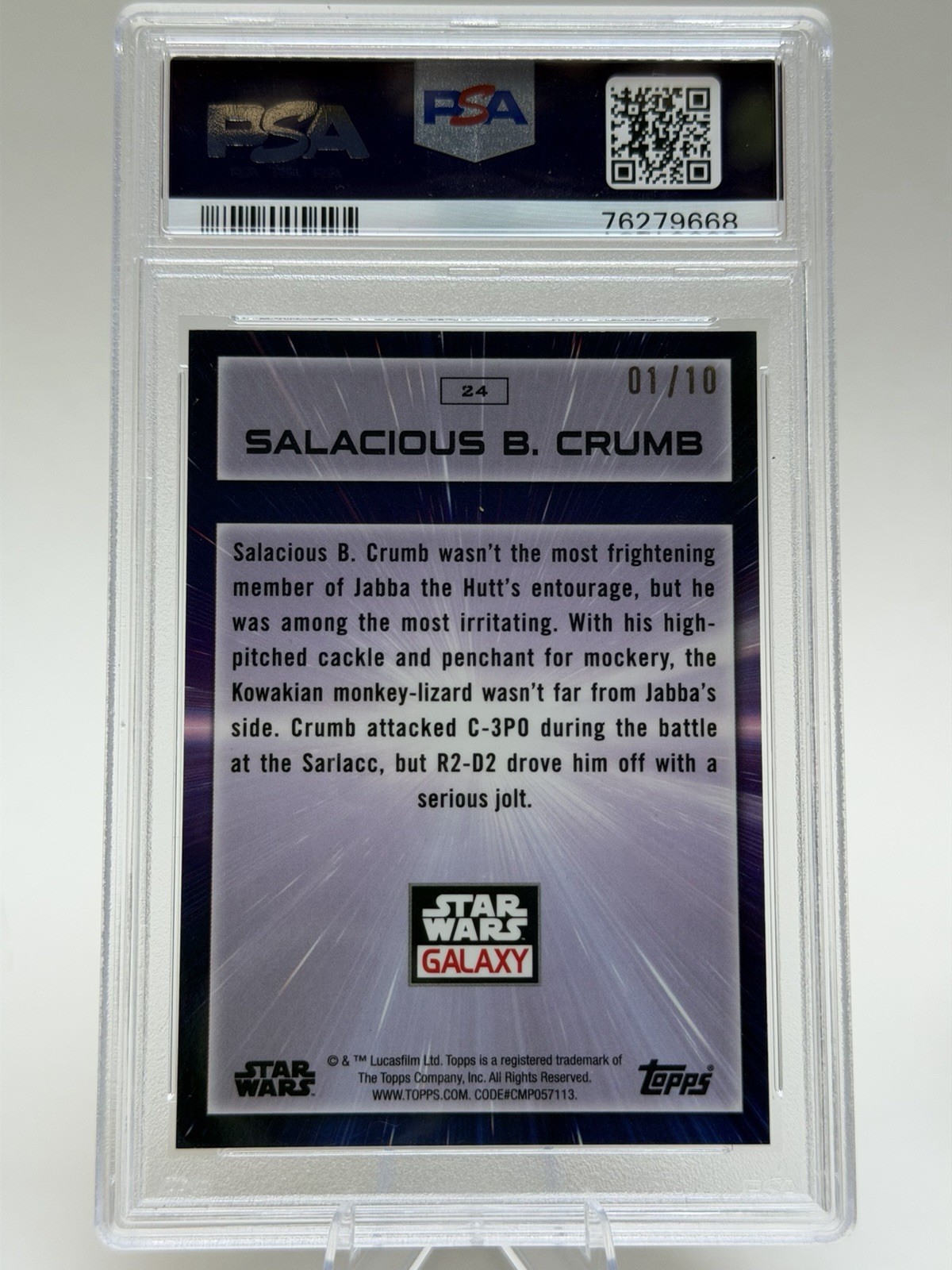 2022 Topps Chrome Star Wars Galaxy - Salacious B Crumb - X-Fractor 01/10 PSA 10 view 2
