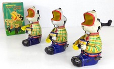 FOR PARTS: 3 TPS Candy Loving Canine tin toy dogs  1 reproduction box