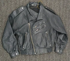Vintage Korea Leather Biker Jacket Rebel Force Open Road Collection Size Small