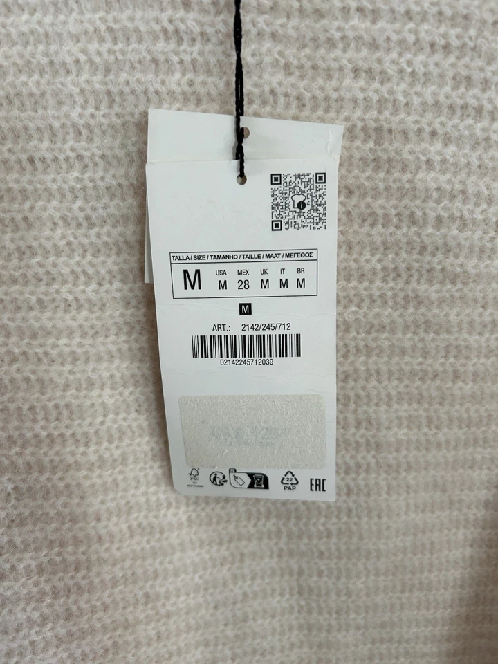 Zara Mujer Capa Marfil Lana Alpaca Talla M Foto 4 de 4