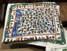 Vintage 50 X 60”WestGermany Deutschland 100% Viskose Map Print Fabric Wall Art