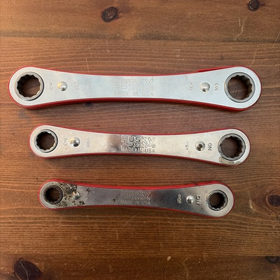 #ad #ad 3 Husky SAE Standard Ratcheting End Wrenches Red $16.20