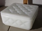 Vtg Anchor Hocking White Milk Glass Covered Square Powder Box Trinket Vanity