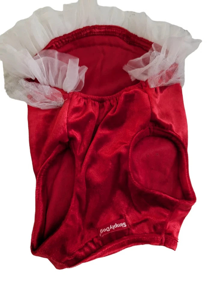 Simply Wag Dog Dress Christmas Red Candy Cane Cutie Velvet Tutu M - Image 4 of 4