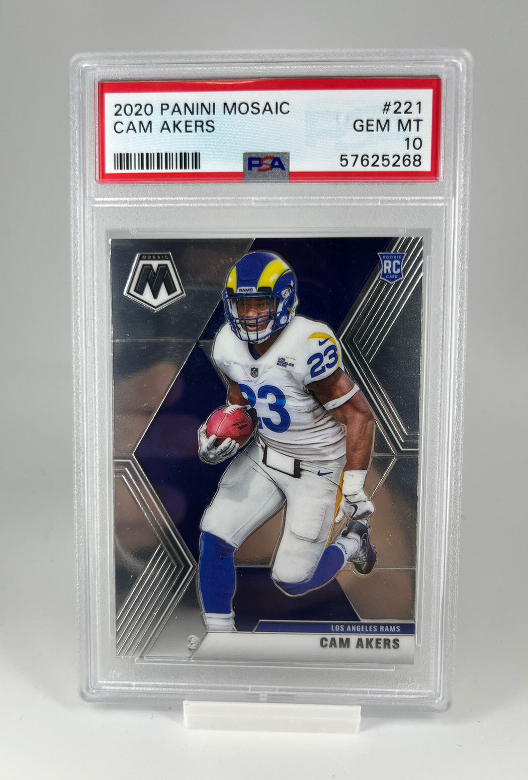 2020 Panini Mosaic #221 Cam Akers Los Angeles Rams RC Rookie PSA 10 GEM MINT