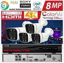 KIT VIDEOSORVEGLIANZA PNI 10 CANALI 4 POE IP + 4 ONVIF POE ONVIF 8MPX POE